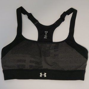 Under Armour Black Gray Striped Sports Bra S/M
